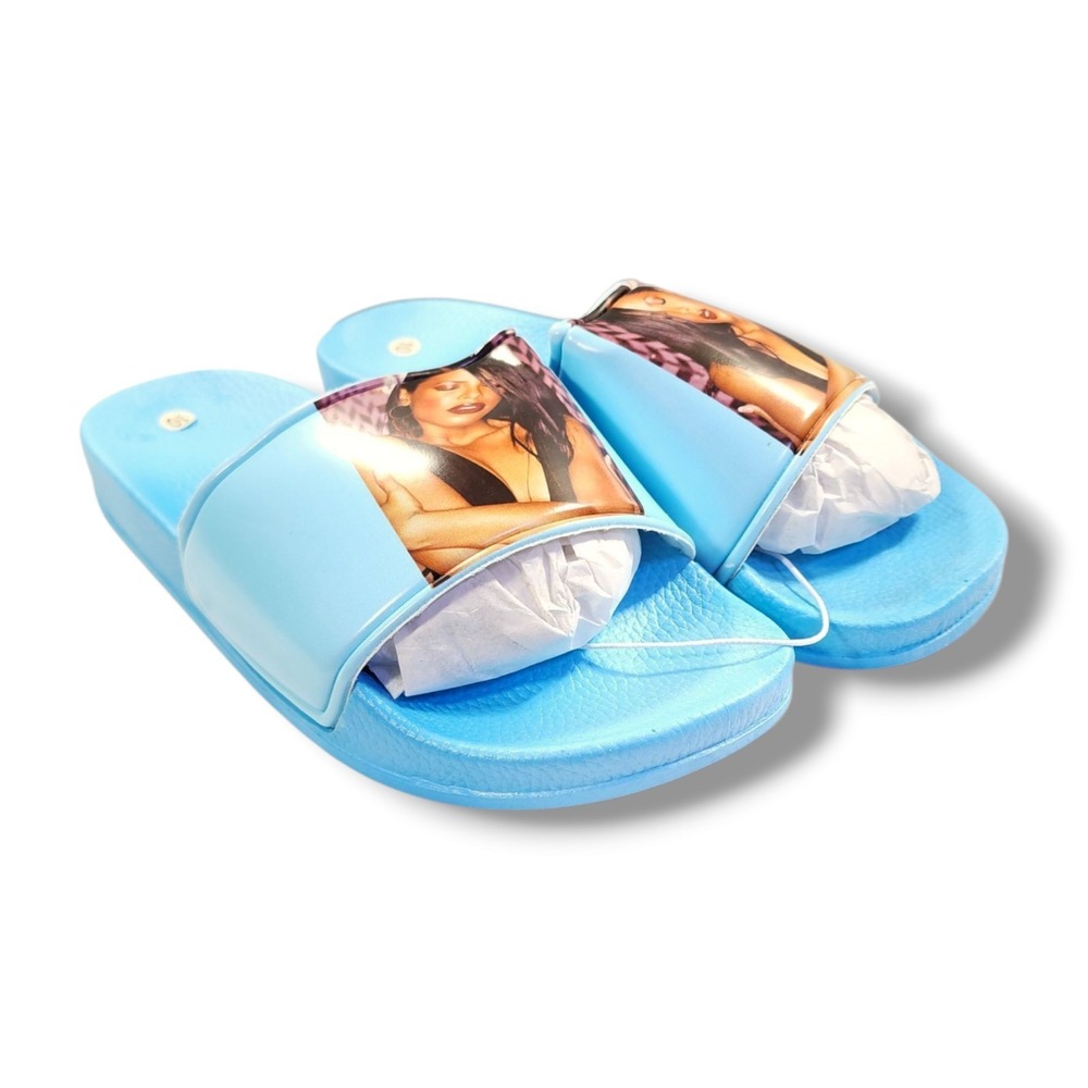 Cross Colours Aaliyah Legacy Blue Slide Sandals‎ Women's Size 10